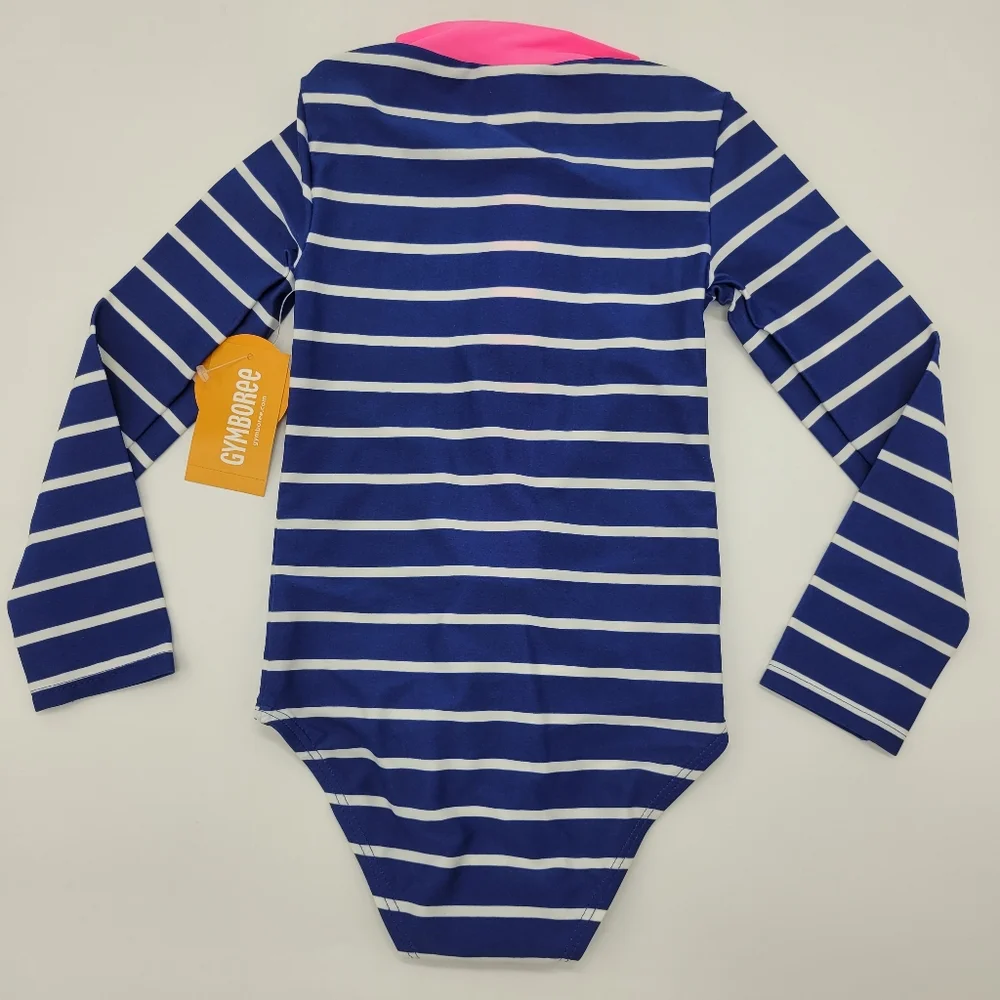 Gymboree Rashguard Swimsuit Striped Blue Pink Swimwear Longsleeve Size 2T NEW